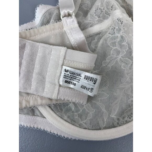 Wacoal women's 42D ivory retro chic full figure underwire bra unlined lace - Picture 4 of 5